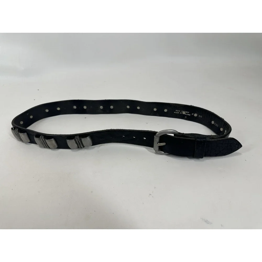 FCX belt‎ Size 36/90 Black Leather Metal Conchos England